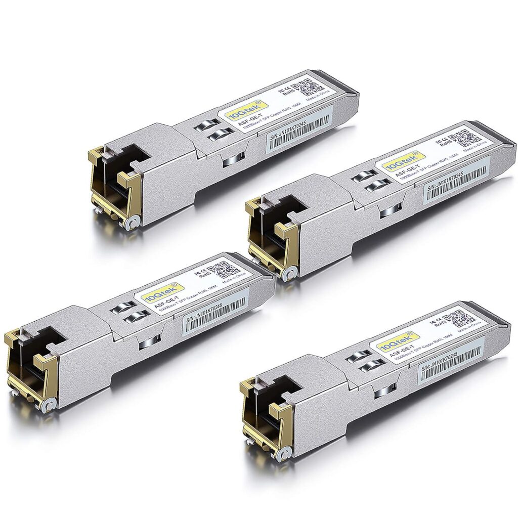 10Gtek 10GBase-T SFP+ to RJ-45 Transceiver, 10Gbe SFP+ Copper Ethernet CAT6a Module, up to 30-Meter, for Cisco SFP-10G-T-S, Meraki, Ubiquiti UniFi UF-RJ45-10G, Fortinet, TP-Link TL-SM5310-T and More