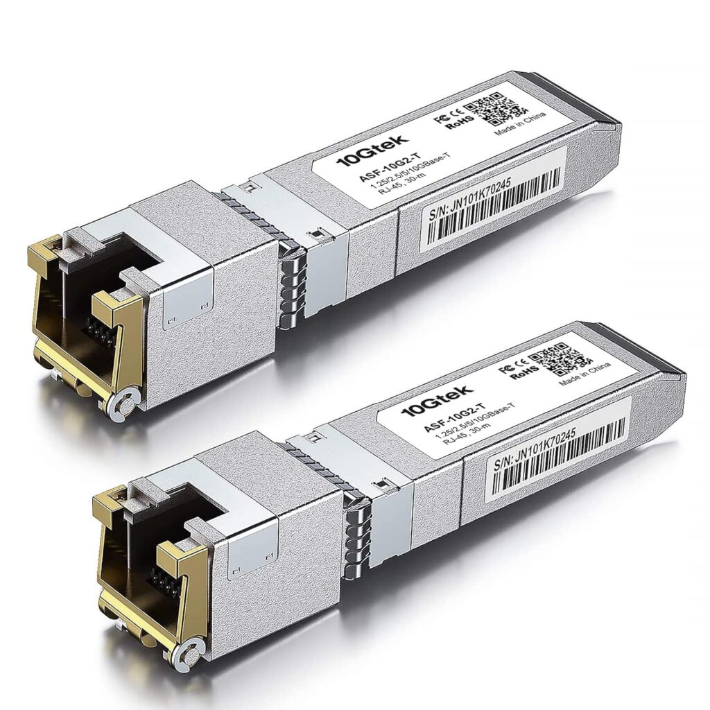 10Gtek 10GBase-T SFP+ to RJ-45 Transceiver, 10Gbe SFP+ Copper Ethernet CAT6a Module, up to 30-Meter, for Cisco SFP-10G-T-S, Meraki, Ubiquiti UniFi UF-RJ45-10G, Fortinet, TP-Link TL-SM5310-T and More
