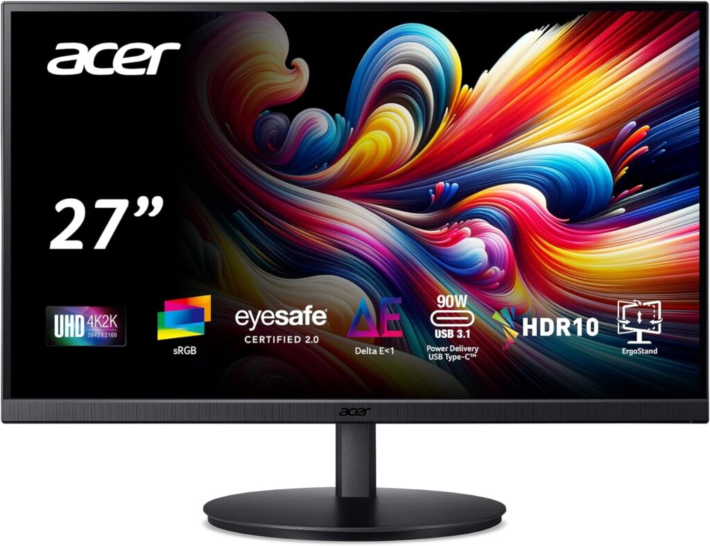 Acer CB272K 27 UHD 3840x2160 IPS Professional Computer Monitor for Creators 99% sRGB Color Accuracy Delta E1 HDR10 Height Adjustable Stand - Tilt, Swivel, Pivot |USB Type-C, DP HDMI Ports Acer CB272K 27 UHD 3840x2160 IPS Professional Computer Monitor for Creators 99% sRGB Color Accuracy Delta E1 HDR10 Height Adjustable Stand - Tilt, Swivel, Pivot |USB Type-C, DP HDMI Ports