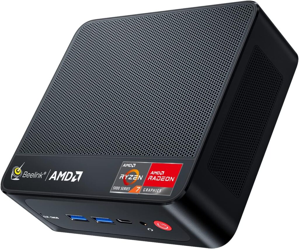 Beelink SER5 Mini PC,AMD Ryzen 7 5700U(8C/16T,up to 4.3 GHz),Mini Computer 16GB DDR4 RAM 500GB M.2 SSD Graphics 8 core 1900 MHz Wifi6/BT5.2/HDMI+DP+Type-C,Support Three-Screen Display