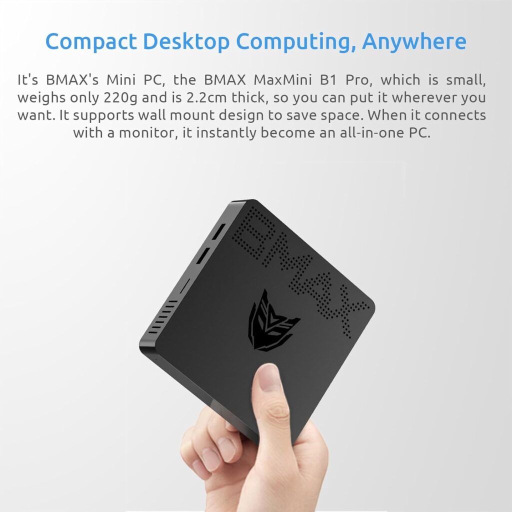 Bmax B1 Pro Mini PC 8GB LPDDR4 /128GB eMMC Intel Gemini Lake N4000 (Up to 2.6 GHz) Support 512GB/2TB M.2 SSD Expansion, 2.4G/5G Dual WiFi BT4.2 4K Dual Display Micro Computer Bmax B1 Pro Mini PC 8GB LPDDR4 /128GB eMMC Intel Gemini Lake N4000 (Up to 2.6 GHz) Support 512GB/2TB M.2 SSD Expansion, 2.4G/5G Dual WiFi BT4.2 4K Dual Display Micro Computer