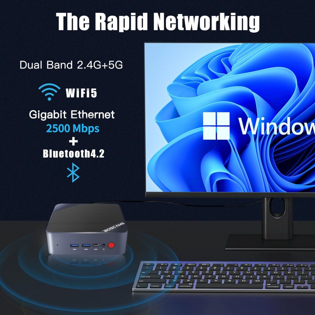 BOSGAME Mini PC B95 Intel 12th Processor N95 16GB DDR4 RAM 512GB m.2 SSD w/Win 11 OS Mini Desktop Computers, 4K UHD, Triple Display, 2xHDMI, 1xRJ45 LAN, 4xUSB3.2 Ports,WiFi5,BT4.2 BOSGAME Mini PC B95 Intel 12th Processor N95 16GB DDR4 RAM 512GB m.2 SSD w/Win 11 OS Mini Desktop Computers, 4K UHD, Triple Display, 2xHDMI, 1xRJ45 LAN, 4xUSB3.2 Ports,WiFi5,BT4.2