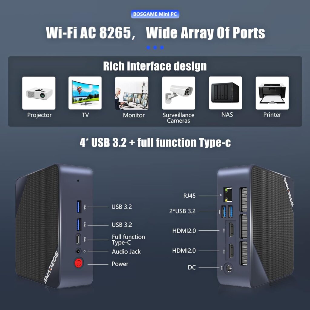 BOSGAME Mini PC B95 Intel 12th Processor N95 16GB DDR4 RAM 512GB m.2 SSD w/Win 11 OS Mini Desktop Computers, 4K UHD, Triple Display, 2xHDMI, 1xRJ45 LAN, 4xUSB3.2 Ports,WiFi5,BT4.2 BOSGAME Mini PC B95 Intel 12th Processor N95 16GB DDR4 RAM 512GB m.2 SSD w/Win 11 OS Mini Desktop Computers, 4K UHD, Triple Display, 2xHDMI, 1xRJ45 LAN, 4xUSB3.2 Ports,WiFi5,BT4.2