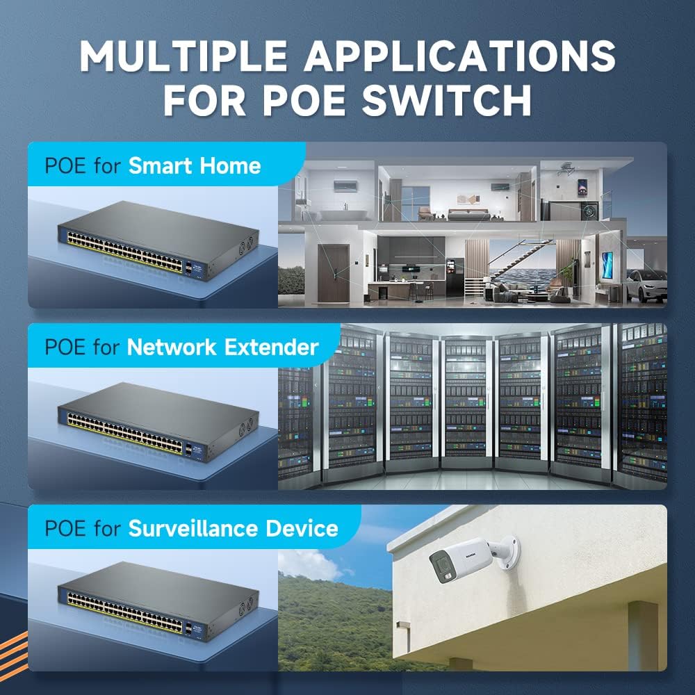 Davuaz Gigabit PoE Switch with 4 POE+ Port, 1 Gigabit Uplink Port and 1 SFP Port, IEEE802.3af/at Compliant, Up to 78W, Metal Design, Unmanaged Power Over Ethernet Switch, Plug and Play Network Switch Davuaz Gigabit PoE Switch with 4 POE+ Port, 1 Gigabit Uplink Port and 1 SFP Port, IEEE802.3af/at Compliant, Up to 78W, Metal Design, Unmanaged Power Over Ethernet Switch, Plug and Play Network Switch