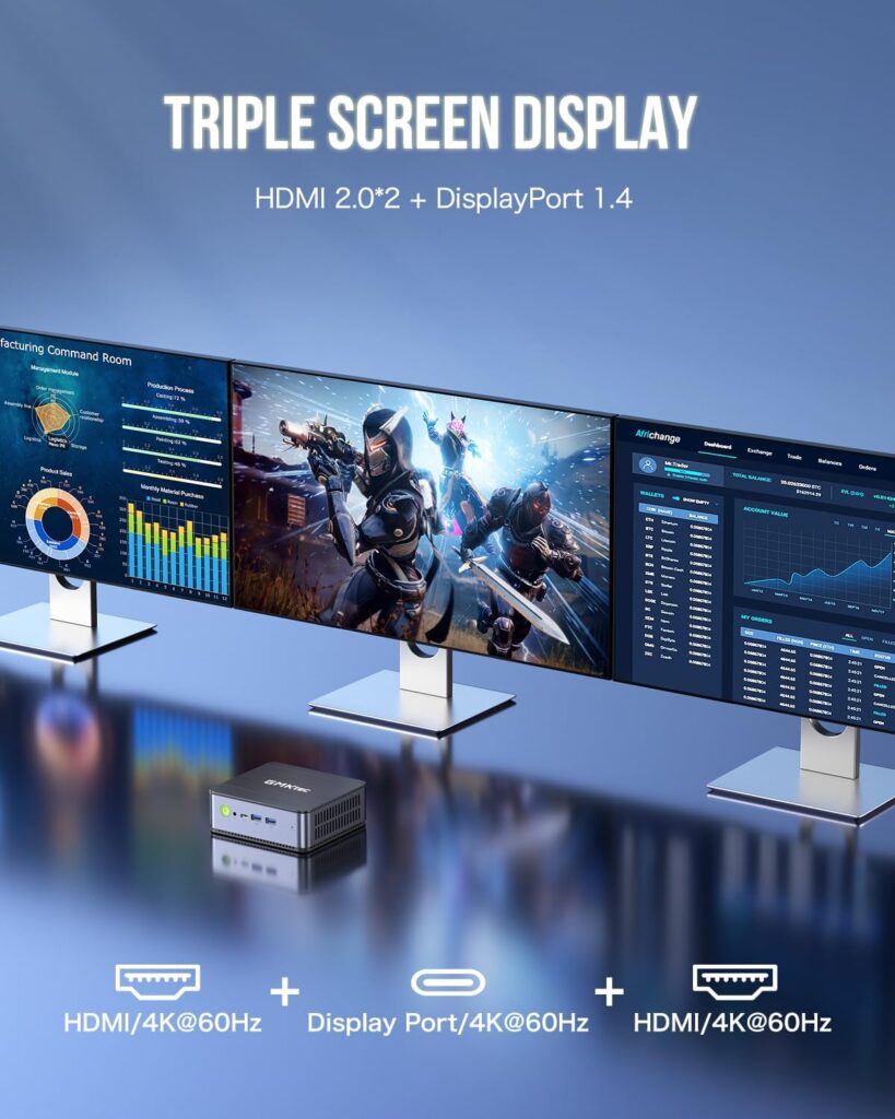 GMKtec Gaming Mini PC Windows 11 Pro AMD Ryzen 7 7735HS Mini Computer up to 4.75GHz 32GB DDR5 RAM 1TB Hard Drive PCIe SSD AMD Radeon 680M, 2 x HDMI, 1x USB4, 4X USB Ports, WiFi 6, BT5.2 Nucbox K2