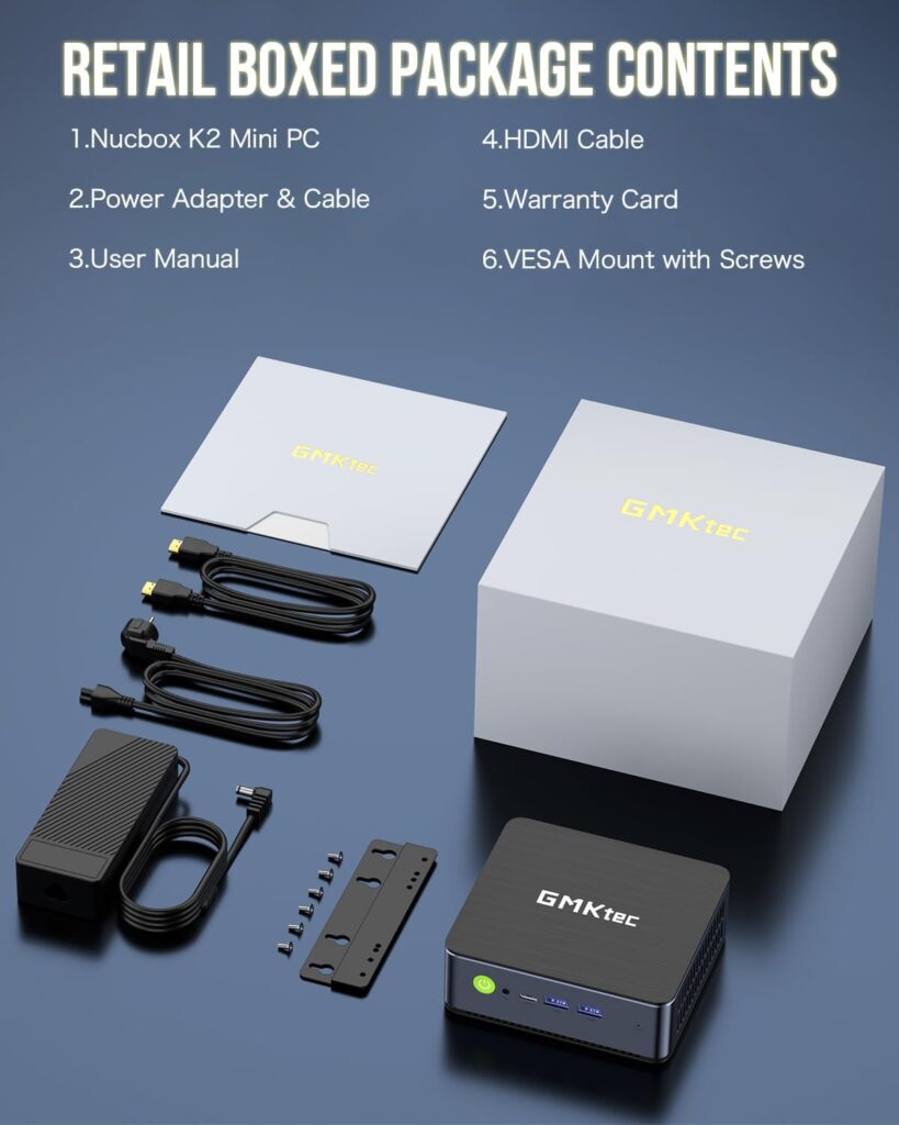 GMKtec Gaming Mini PC Windows 11 Pro AMD Ryzen 7 7735HS Mini Computer up to 4.75GHz 32GB DDR5 RAM 1TB Hard Drive PCIe SSD AMD Radeon 680M, 2 x HDMI, 1x USB4, 4X USB Ports, WiFi 6, BT5.2 Nucbox K2
