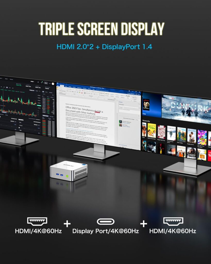 GMKtec Mini PC Windows 11 Pro Intel Core i7-11390H (Turbo 5.0 GHz) 1TB SSD 16GB DDR4, Desktop Mini Computers WiFi 6, USB3.2, BT 5.2, DP, HDMI, RJ45 2.5G