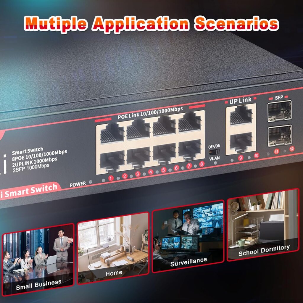 ienRon 8 Ports Gigabit Ethernet Switch,Unmanaged Network Switch Supported Desktop or Wall Mount,1000Mbps Ethernet SplitterPlug  Play|Fanless Design|Shielded Ports|Traffic Optimization
