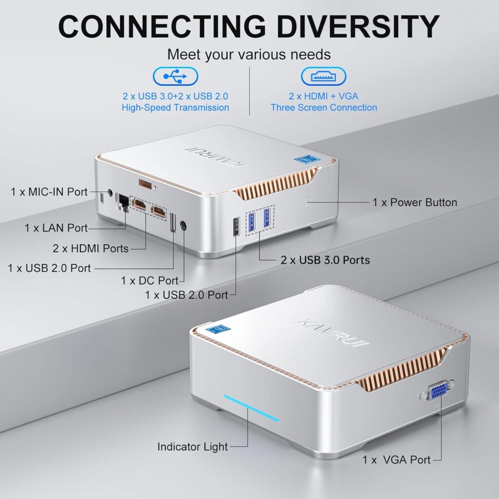 KAMRUI GK3 Plus Mini PC 16GB RAM 512GB M.2 SSD, Intel 12th Alder Lake N95 (up to 3.4GHz) Micro PC, 2.5SSD, Gigabit Ethernet, 4K UHD, WiFi, BT, VESA/Home/Business Mini Desktop Computer