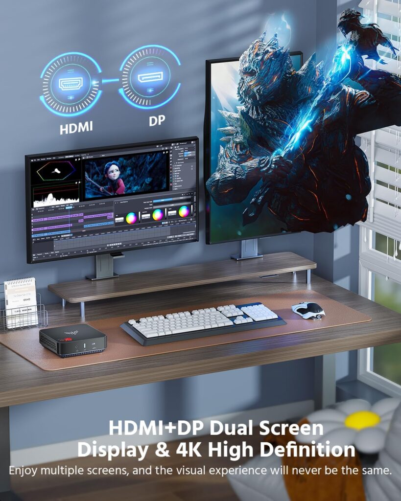 KAMRUI Mini PC Ryzen 7 5700U(8C/16T, up to 4.3GHz), Mini Computer 16GB DDR4 RAM 512GB M.2 2280 NVME SSD Mini PC Gaming, 4K Dual Display Mini Desktop Support WiFi6/BT5.2/Dual Channel