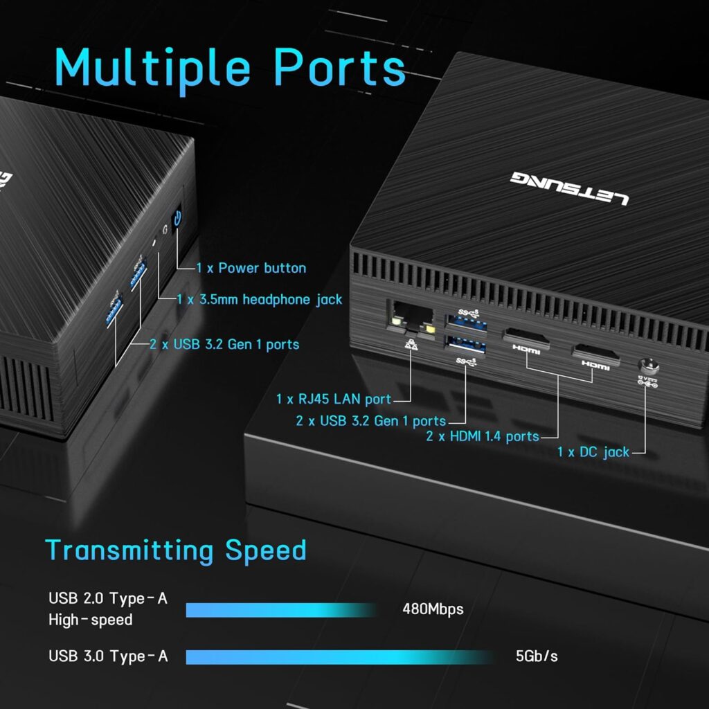 LETSUNG Mini PC Mini Air11 SE, Intel Celeron N4020C NUC 11 Mini Computers with Fan Cooling(up to 2.8GHz), 6GB LPDDR4128G SSD Desktop Windows 11 Pro Support 4K UHD/Dual WiFi/BT4.2/Gigabit Ethernet
