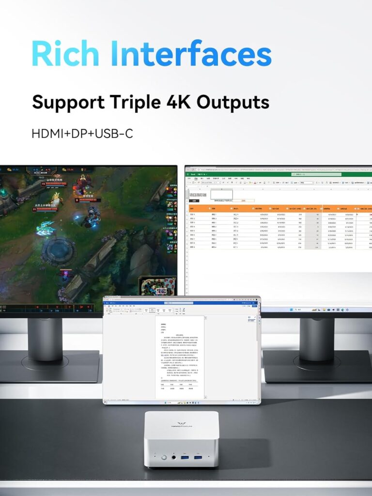 MINISFORUM Venus Series UN1265 Mini PC, 12TH Gen Core i7-12650H Small Computer, 32G DDR4+512G PCIe4.0 SSD, HDMI+DP+USB-C Triple 4K@60Hz Outputs, 2.5G RJ45 Port, WiFi6E, BT5.2, 4x USB Small Form Factor