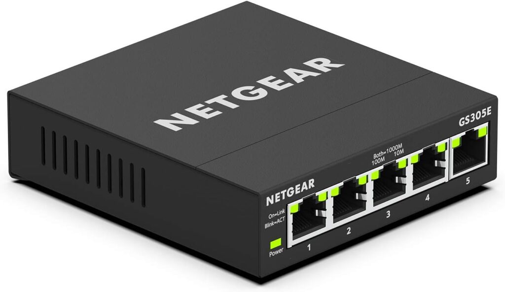 NETGEAR 5-Port Gigabit Ethernet Plus Switch (GS305E) - Desktop or Wall Mount, Home Network Hub, Office Ethernet Splitter, Silent Operation