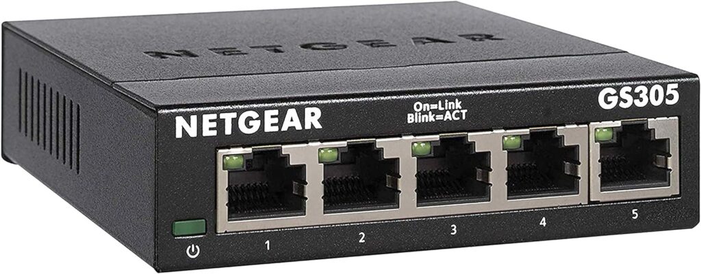 NETGEAR 5-Port Gigabit Ethernet Unmanaged Switch (GS305) - Home Network Hub, Office Ethernet Splitter, Plug-and-Play, Silent Operation, Desktop or Wall Mount NETGEAR 5-Port Gigabit Ethernet Unmanaged Switch (GS305) - Home Network Hub, Office Ethernet Splitter, Plug-and-Play, Silent Operation, Desktop or Wall Mount