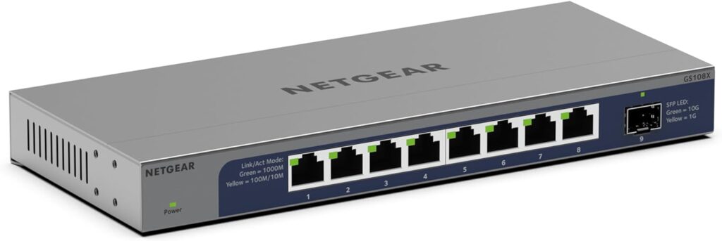 NETGEAR 8-Port 1G/10G Gigabit Ethernet Unmanaged Switch (GS108X) - with 1 x 10G SFP+, Desktop or Rackmount, and Limited Lifetime Protection