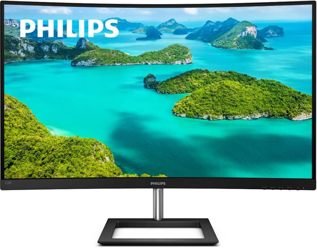 PHILIPS 328E1CA 32 Curved Monitor, 4K UHD, 120% SRGB, Adaptive-Sync, Speakers, VESA, 4Yr Advance Replacement Warranty