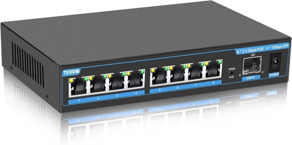 TEROW Ethernet Switch,5 Port Gigabit Unmanaged Network Switch, Portable Switch | Plug  Play | Fanless Housing, Black