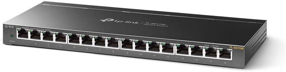 TP-Link 24 Port Gigabit Ethernet Switch Desktop/ Rackmount Plug  Play Shielded Ports Sturdy Metal Fanless Quiet Traffic Optimization Unmanaged (TL-SG1024S)