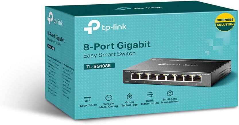 TP-Link 8 Port Gigabit Switch | Easy Smart Managed | Plug  Play | Desktop/Wall-Mount | Sturdy Metal w/ Shielded Ports | Support QoS, Vlan, IGMP and LAG (TL-SG108E)
