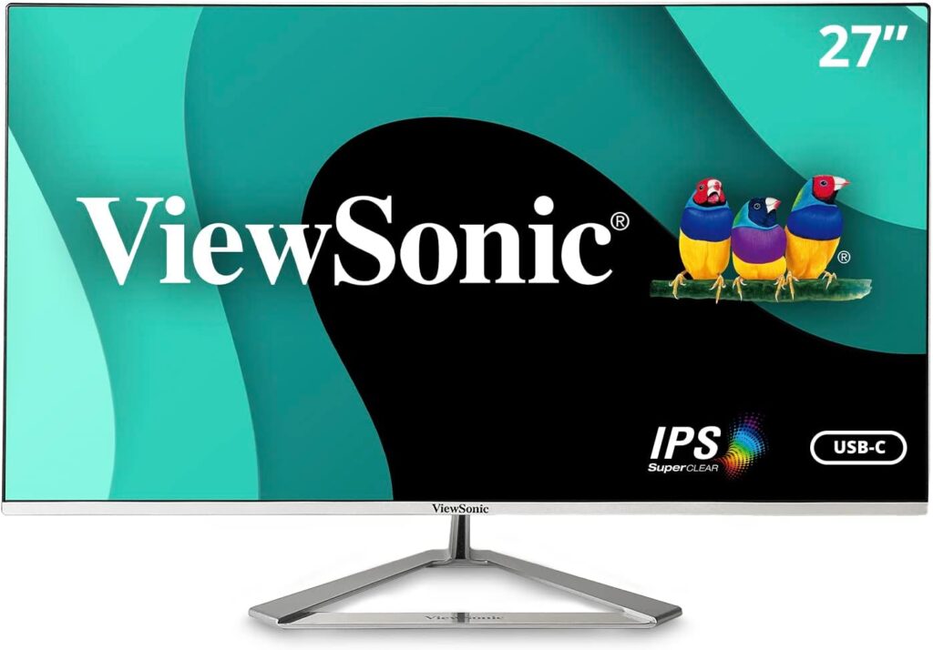 ViewSonic VX2776-4K-MHDU 27 Inch 4K IPS Monitor with Ultra HD Resolution, 65W USB C, HDR10 Content Support, Thin Bezels, HDMI and DisplayPort, Black