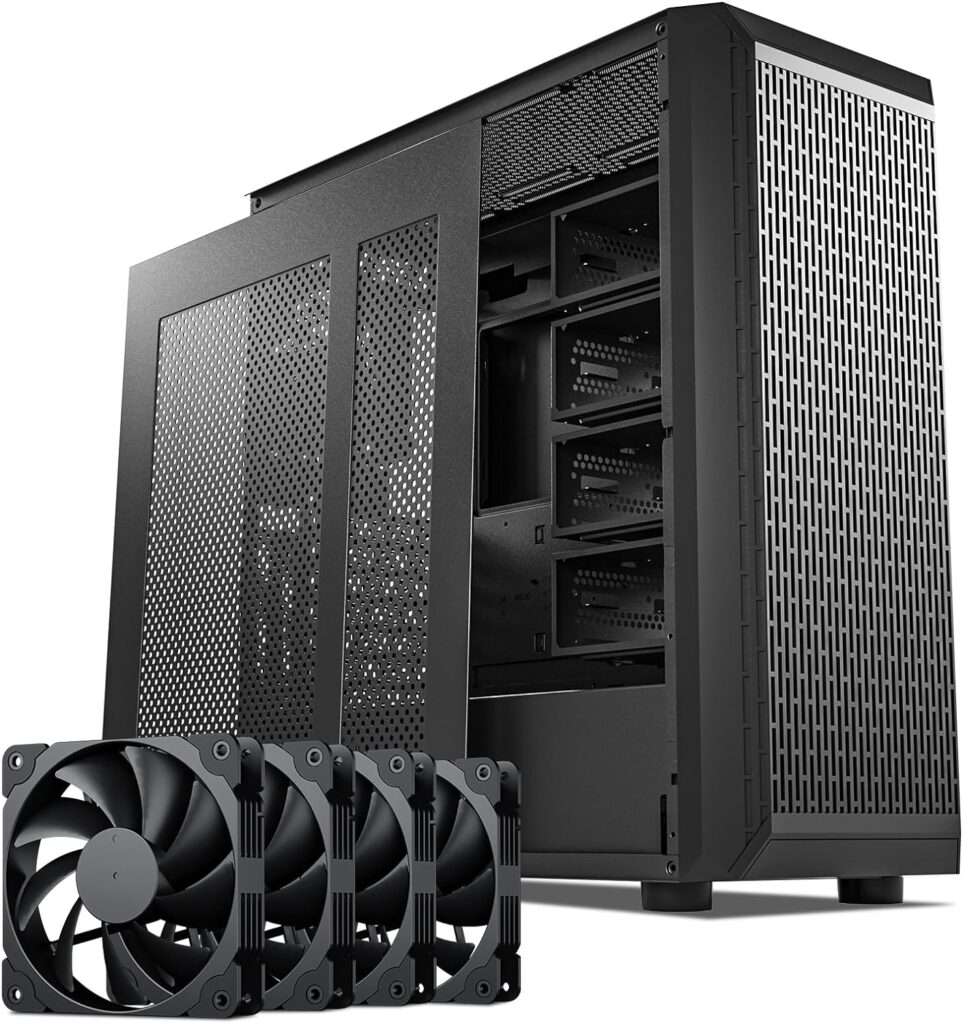 DARKROCK Classico Storage Master Case ATX Computer Case Mid Tower with 4x120mm Fans, USB 3.0 Ready 10 x3.5 HDD+3 x2.5 SDD 360mm Supported on Top Front Radiator GPU Vertically Mounting Black
