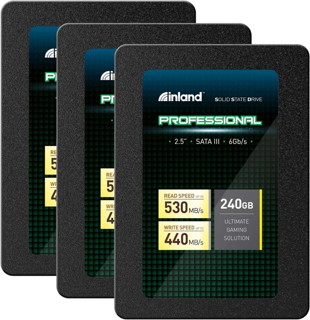 INLAND Professional 3 Pack 240GB SSD 3D NAND SATA III 6Gb/s 2.5 7mm Internal Solid State Drive (3x240GB)