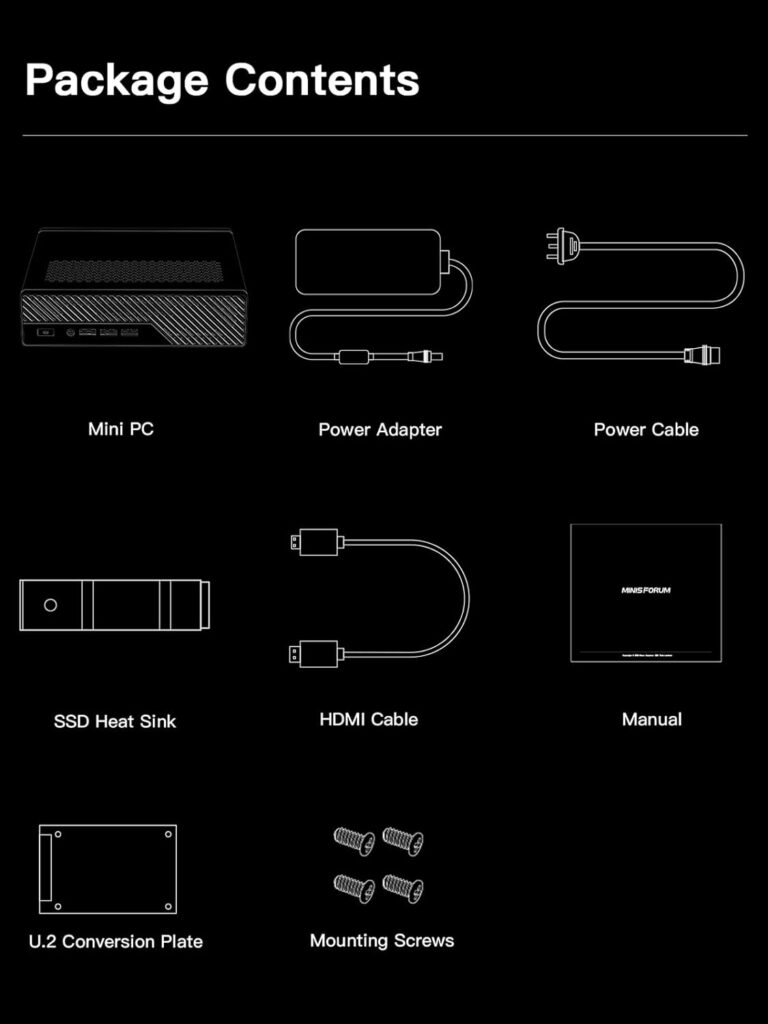 MINISFORUM MS-01 Mini Workstation Core i9-13900H Barebone Version Mini PC, HDMI + 2xUSB4 8K Display, 2x10G SFP+ Port, 2x2.5G LAN Port, Support M.2 2280/22110/U.2 SSD/RTX 3050 Graphics Cards