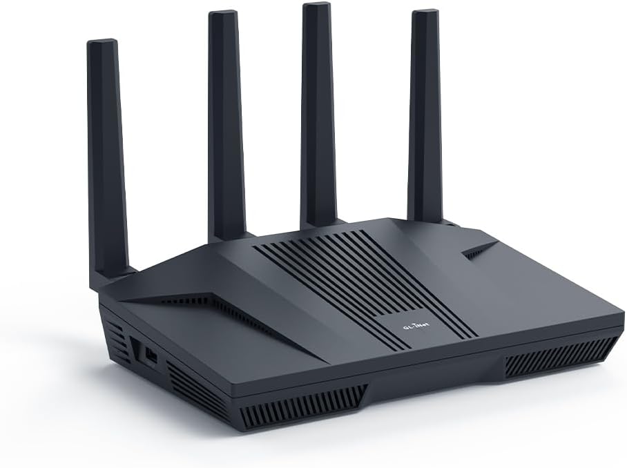 GL.iNet GL-MT6000(Flint 2) WiFi 6 Router | Gaming WiFi Router | 2 x 2.5G Multi-Gig Port+4 x 1G Ethernet Ports | Mass Device Connectivity | Rapid OpenVpn  WireGuard | 802.11ax | Long Range Coverage
